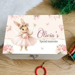 Ballerina Bunny memory box, personalised keepsake, Christening gift, new baby