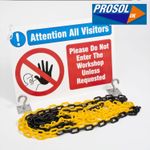 Entrance Barrier Chain and Sign Kit – Black & Yellow Chain - Prosol UK