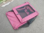 Large purple folding dog or pet cage crate carrier used
