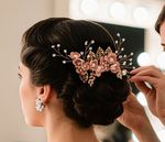 Bridal Hair Comb Gold Leaf Pearl Flower Wedding Hairpiece Boho Vintage Headpiece