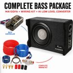 1300W Car Subwoofer 10" Powered Ported Enclosure Box Compact Bass complete set