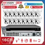 Hikvision 4K 16CH 16PoE NVR 8MP IP Camera CCTV System Kit IR Light Audio Outdoor
