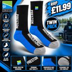 Preston Innovations Twin Pack Match Fishing Socks 2 Pairs Black Size 6-9 NEW