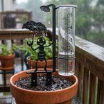Rain Gauge Metal Stake Decorative Metal Ant Rain Measuring Tube Garden Outdoor