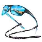 Cycling Running Sports Sunglasses UV400 Outdoor Bike Goggles with Chain.
