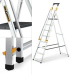 EIGHT-STEP ALUMINUM HOUSEHOLD LADDER WITH HANDRAILS 150 KG