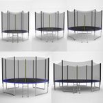GALACTICA Trampoline Set 6 8 10 12 14FT Round Outdoor Safety Net Enclosure Blue