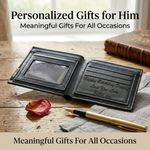 Personalised Engraved Custom Wallet Dad Grandad Gift Father Day Black Leather