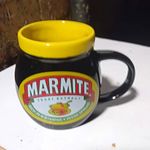 Marmite Yeast Extract Jar Shaped Novelty Mug Cup Black & Yellow