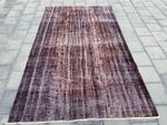 Overdyed Turkish Rug 5.5x9.0 ft Vintage Dark Brown Distressed Large Area Rug