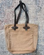 Filson Open Tote Bag Tan Heavy Twill Leather Handles 
