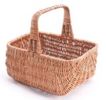 WICKER BASKET VINTAGE HANDMADE SHOPPING PICNIC WITH HANDLE MEDIUM NATURAL