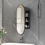 Bathroom Led Oval Medicine Cabinet with Mirror 3 Color Adjustable with Storage