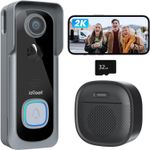 ieGeek Upgraded 2K HD Video Doorbell Camera Wireless with Battery Chime SD Card