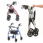 Mobility Walker Folding Lightweight Rollator Walker 4Wheel Walking Aid Aluminium