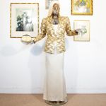 Vintage 1990s Enzo Russo Gold Metallic Brocade Blazer Jacket Size Small UK 10