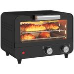 HOMCOM Small Toaster Oven, 12L Mini Countertop Oven with Glass Door, Black