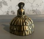 Vintage Brass Bell Lady With A Historic Costume And Bonnet  4” Rare