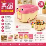 70L Toy Box Storage Lid Large Toys Organiser Kids Nursery Bedroom Tidy Bin Chest