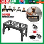 Large Dog Food Feeding Stand Station Stainless Steel Double Raised Bowls Feeding