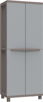 2 Door Storage Cabinet, Terry Rattan with 4 Internal Shelves, 68x37.5x170 cm