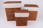LARGE, MED or SML  Rectangle Wicker  Laundry Clothing Basket Lid washable Liner