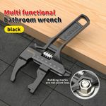 Black 16-68Mm Adjustable Bathroom Wrench - Space-Saving and Multi-Functional