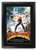 Flash Gordon Movie Poster Cast Signed Printed Autograph A3 Framed Memorabilia