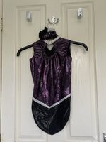 Girl’s gymnastics leotard with Scrunchie, Silverskins, 34” Age 13-14 years