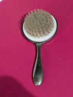 Vintage Silver Tone Baby’s Hairbrush With Teddy Bear Relief 