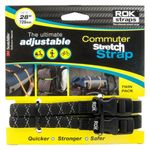 ROK Motorcycle Bike Straps LD Stretch To 28" 720mm Black Reflective Twin Pack