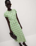 Marks & Spencer Womens Viscose Tea Midaxi Polka dot Dress in Green Mix - M&S