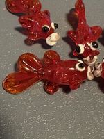 Goofy Eyed Glass Orange Goldfish Tropical Fish Ornament UV Reactive Glow