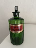 Vintage Glass Medicine Pharmacy Bottle With Stopper  Green