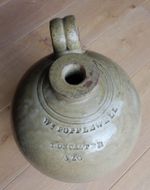 Super early Popplewell Doncaster slip glazed flagon c1830/40's (J)