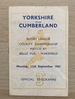RUGBY LEAGUE PROGRAMME / COUNTY CHAMPIONSHIP YORKSHIRE V CUMBERLAND 1961