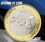 Estonia 🇪🇪 Coin 1€ Euro 2011 UNC Map Baltic Sea Islands Tallin Europe