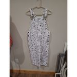 SM Wardrobe Cat Print overalls Women SZ M White black cropped cat lady novelty