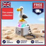 Seagull Mine Keychain Button Keyring Cute Backpack Charm Gift UK