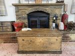 Old Antique Pine Chest, Vintage Wooden Storage Trunk, Blanket Box, Coffee Table.