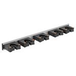 Wall Mount Tool Holder Rail 5 Grippers Garage Broom Mop Garden Storage Rack