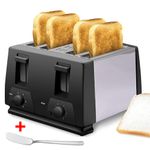 Black Toaster - 4 Slice - Variable Browning - Defrost - Reheat - Extra Wide Slot
