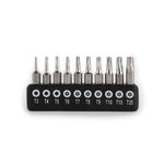 10pc Torx Screwdriver Bit Set T3T20, Precision CRV Steel Security Star Bits