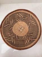 Vintage African Tonga Binga Basket Zimbabwe Woven Wall Tray 14” Boho Decor