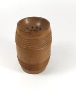 Vintage antique treen turned wood wooden pounce pot boxwood shaker powder barrel