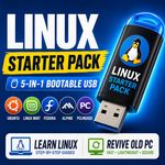 Linux Starter Pack 5-in-1 Bootable USB Drive Ubuntu Mint Fedora Alpine USB Boot