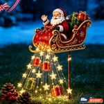 Santa Claus Solar Garden Light Flying Sleigh LED Outdoor Christmas Yard Decor UK
