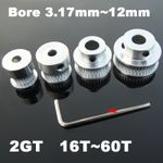 2GT Timing Belt Pulley Smooth Tooth Drive CNC Motor 16~60 Teeth Bore 3.17mm~12mm