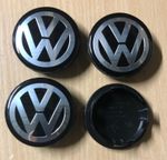 4x VW Volkswagen 65mm Wheel Centre Caps Golf Passat 3B7601171 5G0601171 Black