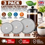 3 Pack Stainless Steel Cafetiere Filter Mesh 4" Reusable French Press Screen